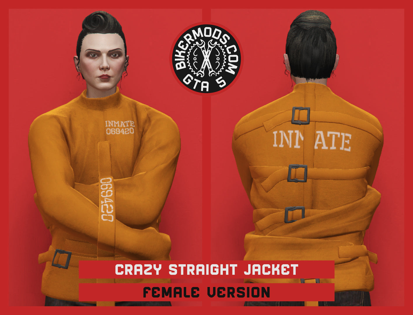 Crazy Orange Prison Inmate Straight Jacket (Female)