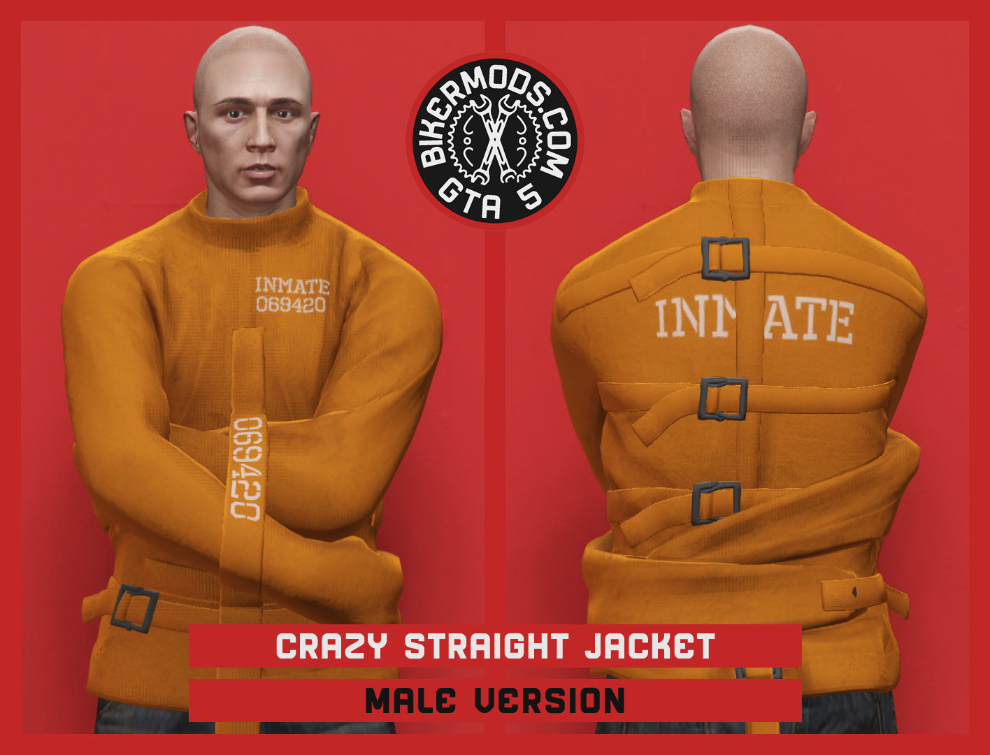 Crazy Orange Prison Inmate Straight Jacket (Male)
