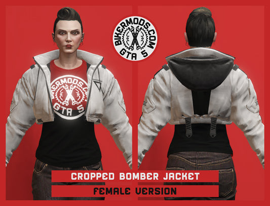 Cropped Bomber Jacket with Hood (Female) White Style