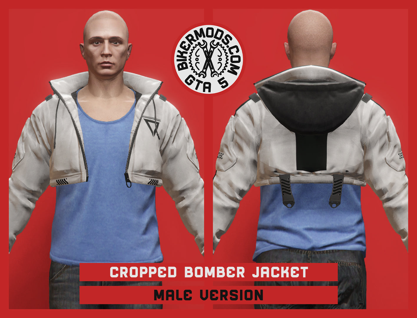 Cropped Bomber Jacket with Hood (Male) White Style