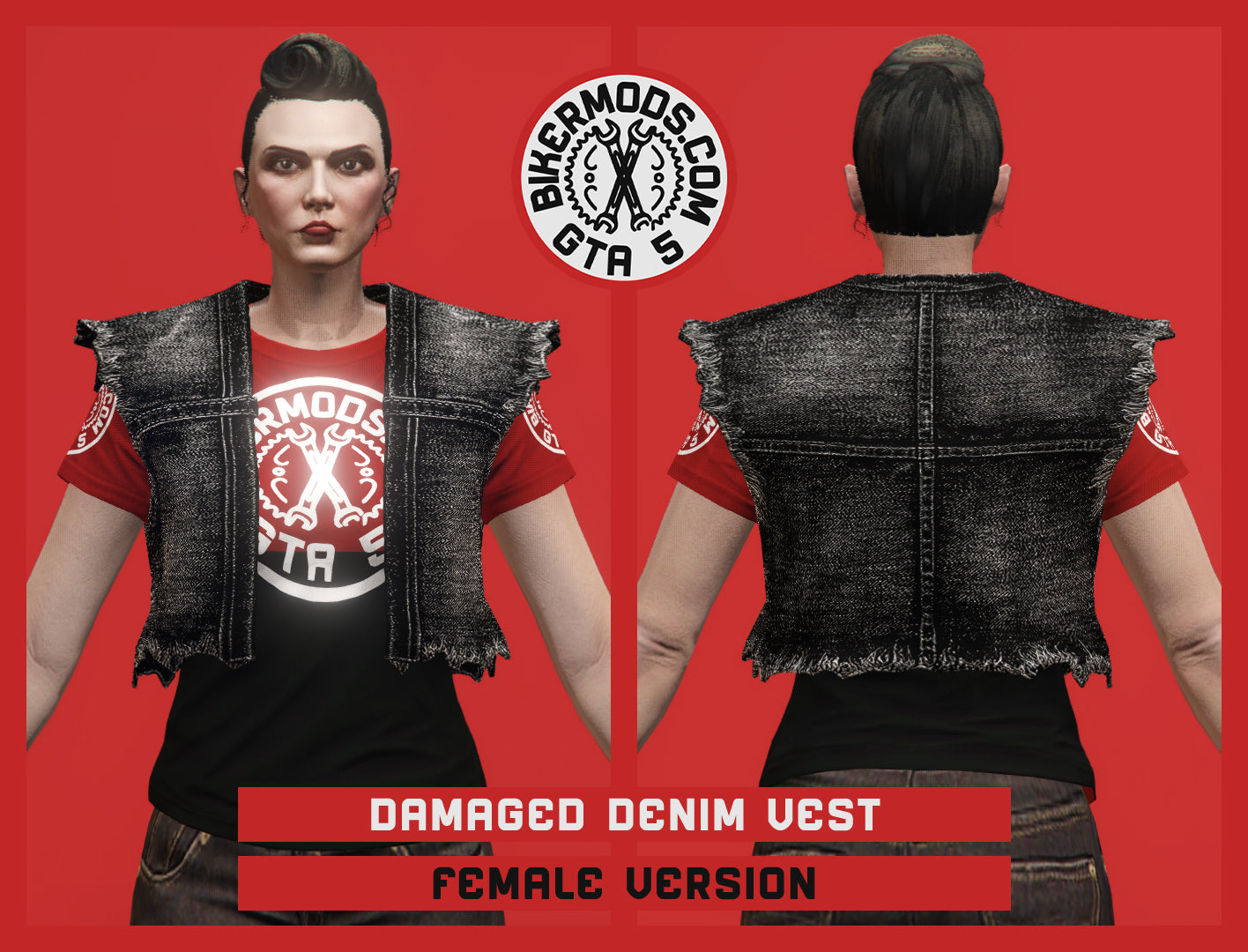 Damaged Black Denim Vest (Female)