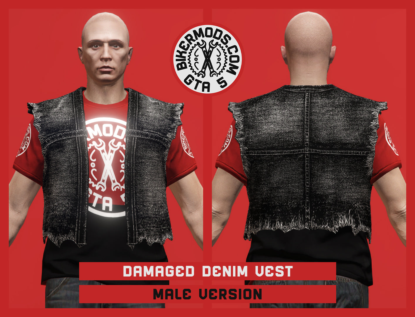 Damaged Black Denim Vest (Male)
