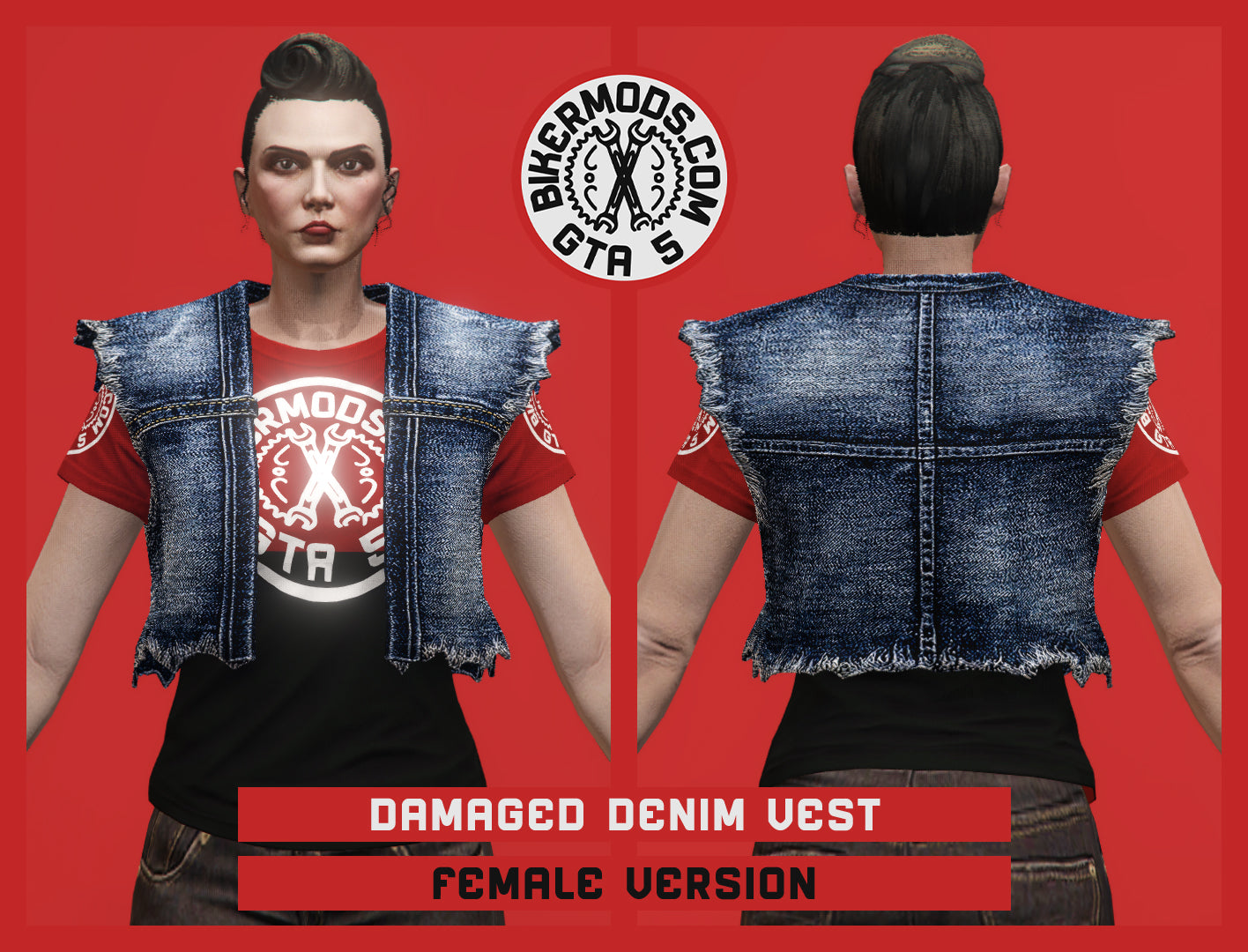 Damaged Blue Denim Vest (Female)
