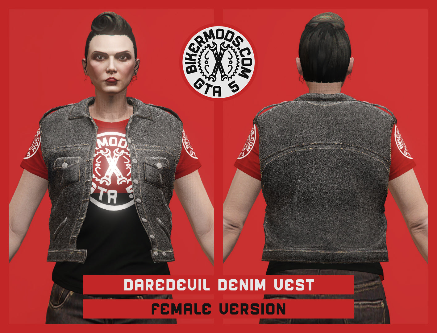 Daredevil Black Denim Vest (Female) Shorty Style