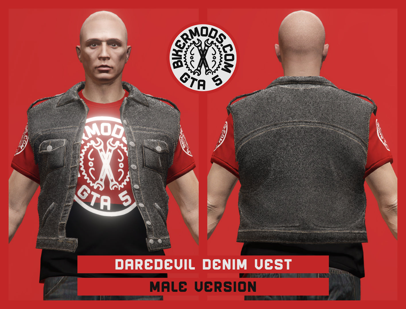 Daredevil Black Denim Vest (Male) Shorty Style