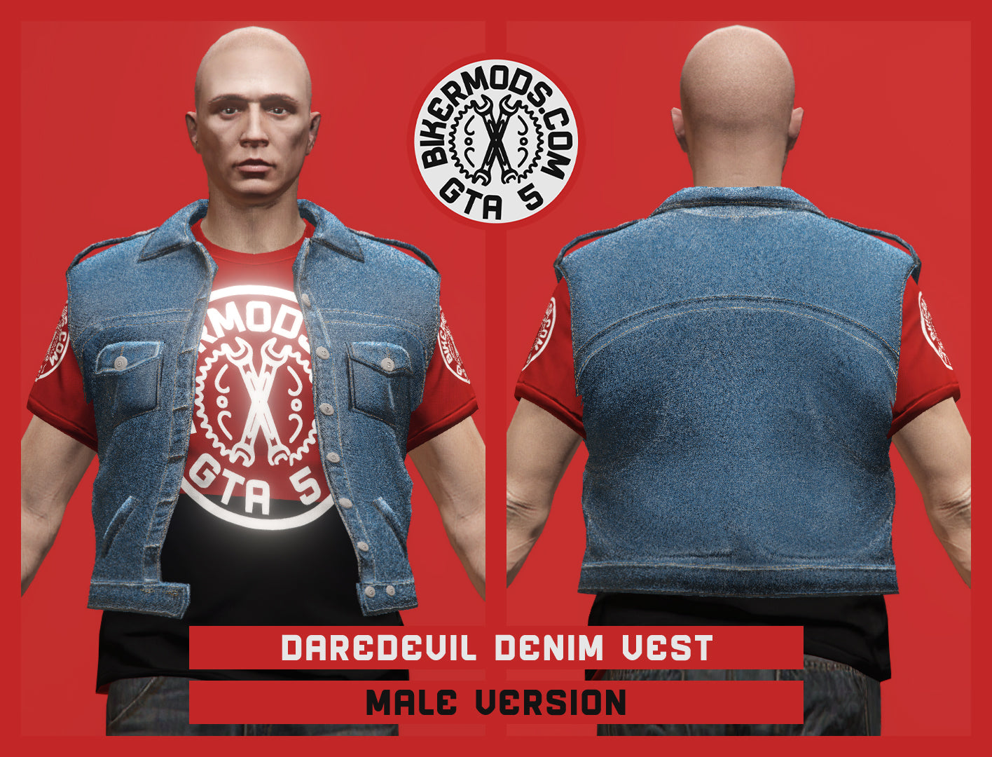 Daredevil Blue Denim Vest (Male) Shorty Style