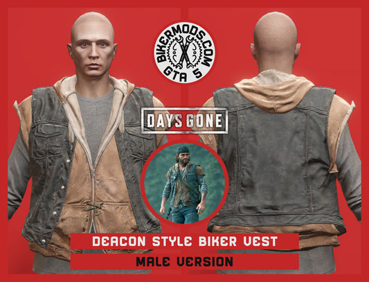 Deacon Style Biker Vest (Days Gone) Shirt and Hoodie Included