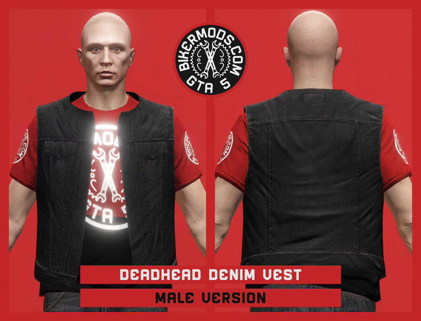 Deadhead Black Denim Vest (Male)