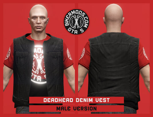 Deadhead Black Denim Vest (Male)