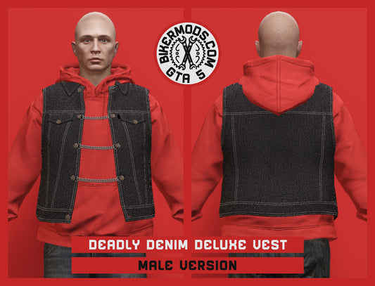 Deadly Black Denim Deluxe Vest (Male) Hoodie Size