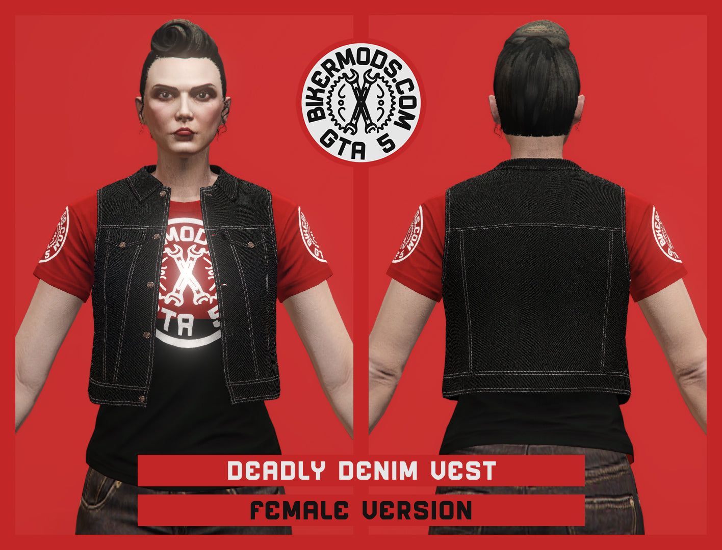 Deadly Black Denim Vest (Female) – GTA 5 Bikermods
