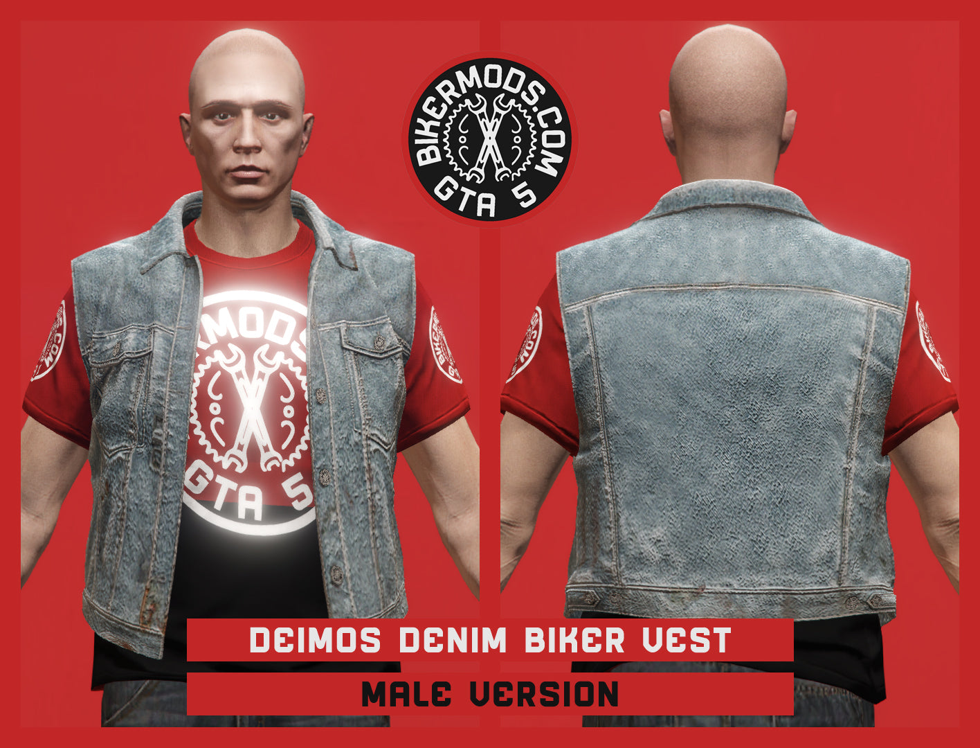 Deimos Light Denim Biker Vest (Male)