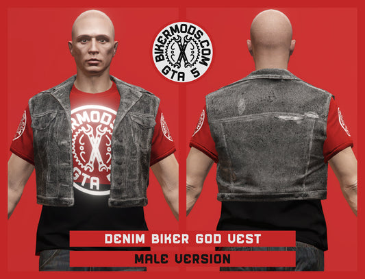 Denim Biker God Vest (Male)