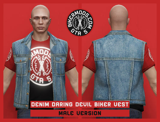 Denim Daring Devil Biker Vest (Male)