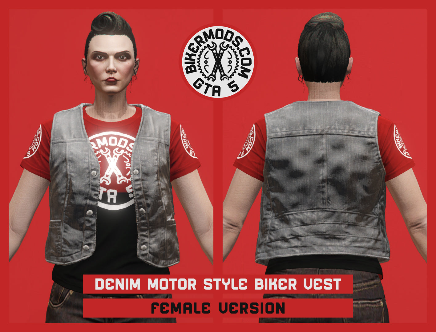 Denim Motor Style Biker Vest (Female)