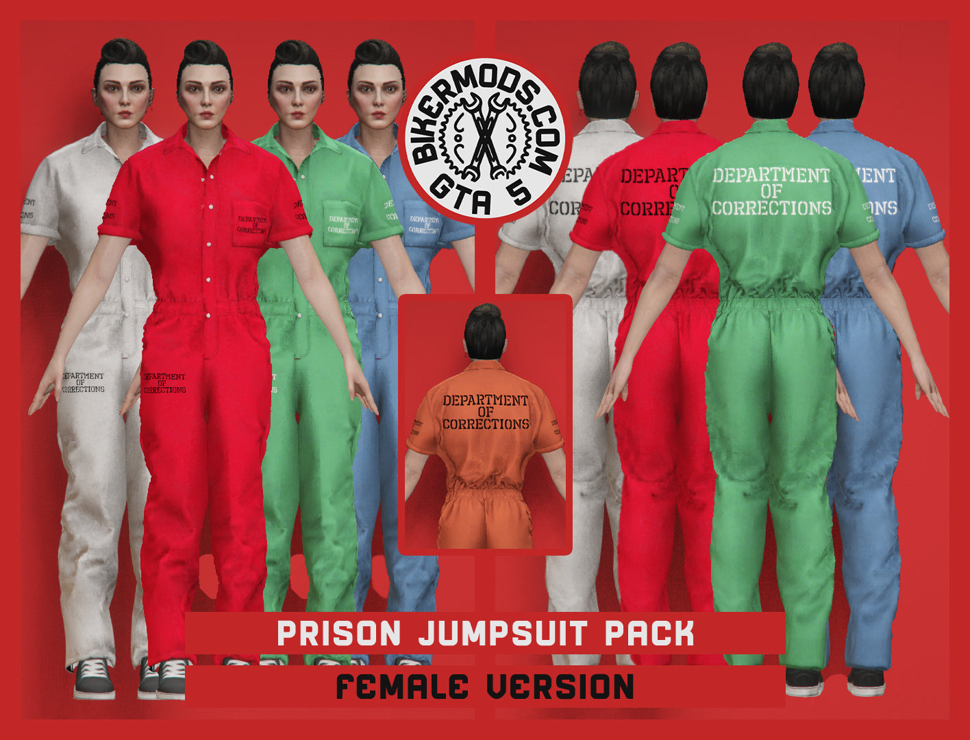 Department of Corrections Prison Jumpsuit Pack (Female) 5 Colors Included
