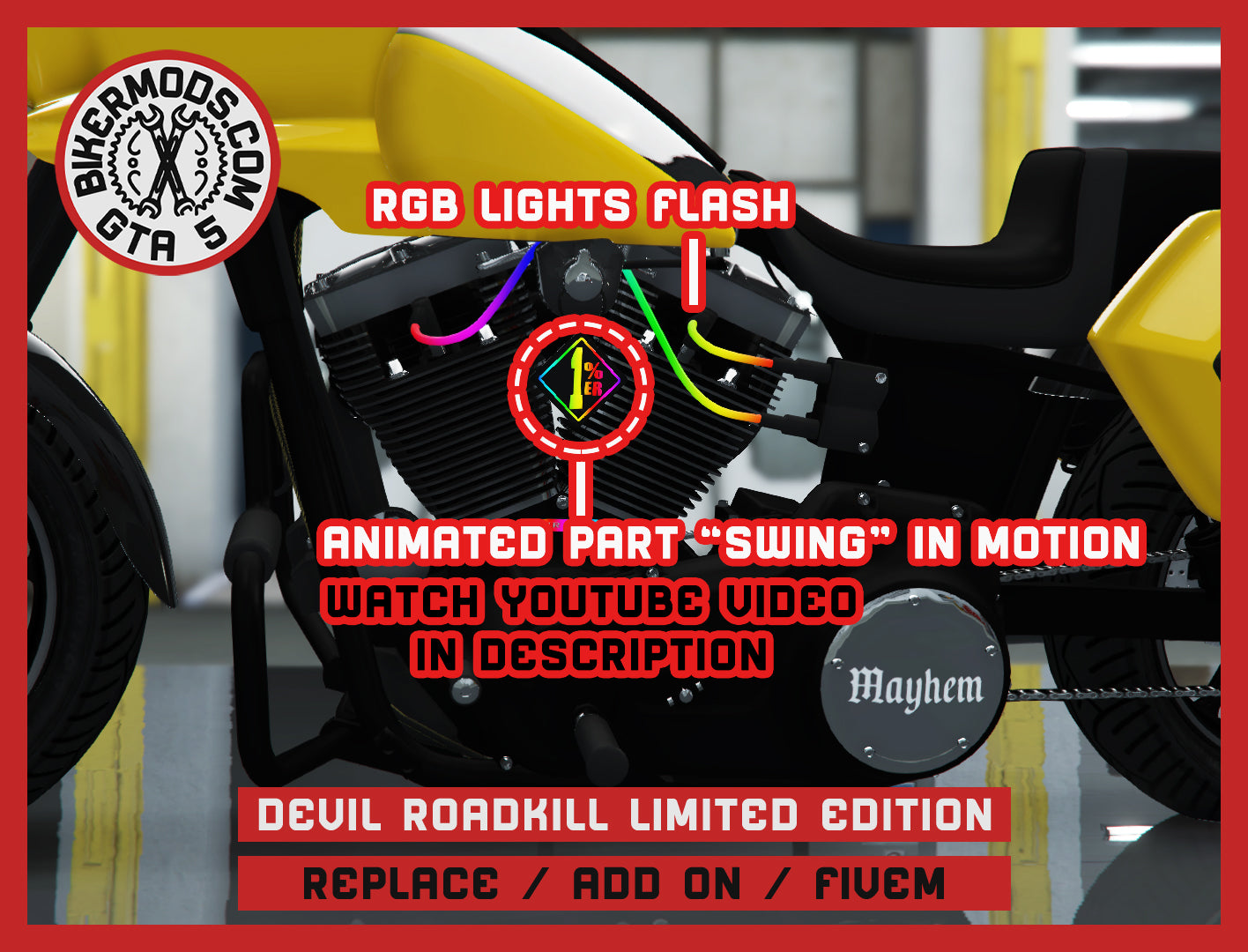 Devil Roadkill Ultra Limited Edition (Replace / Add On / FiveM) 293k Poly (Animated RGB Lights and Physics))