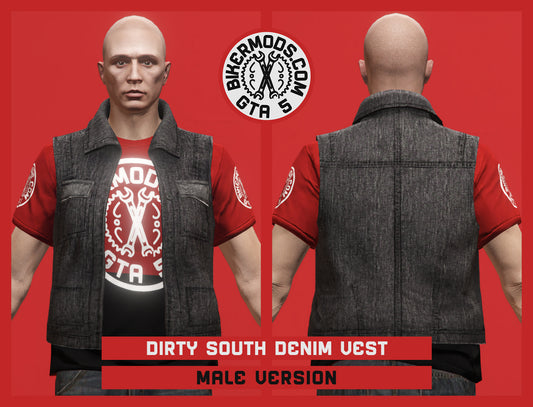 Dirty South Black Denim Vest (Male)
