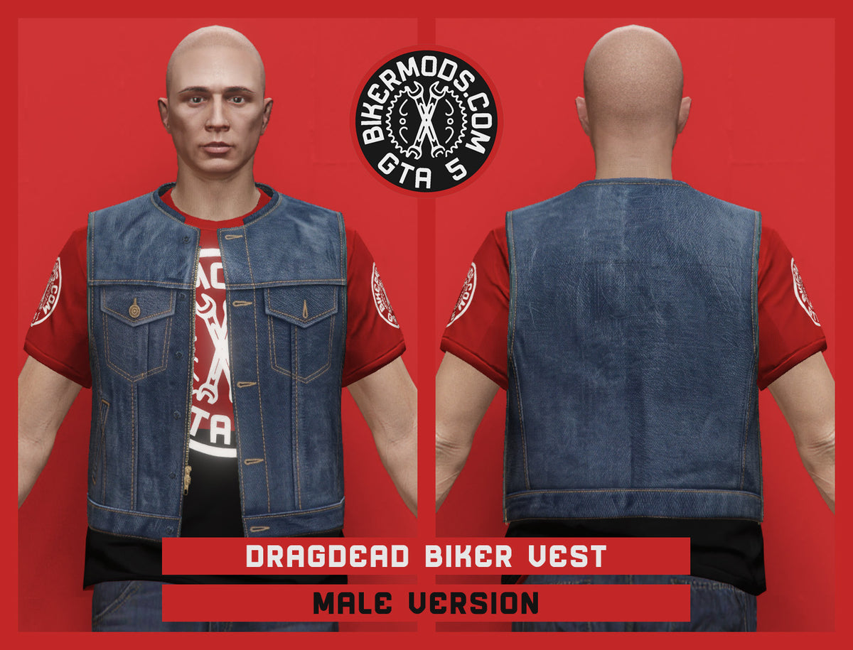 Dragdead Biker Denim Vest (Male)