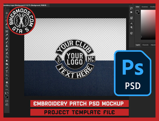 Embroidery Patch PSD Mockup Project Template File for Logos or Designs