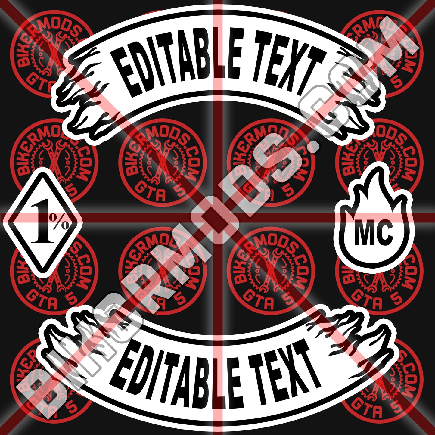 Flame Style Motorcycle Club Creator Template (Photoshop PSD File) Easy to Edit the Text Yourself!