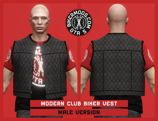Full Quilted Modern Club Biker Vest (Male) Open Style
