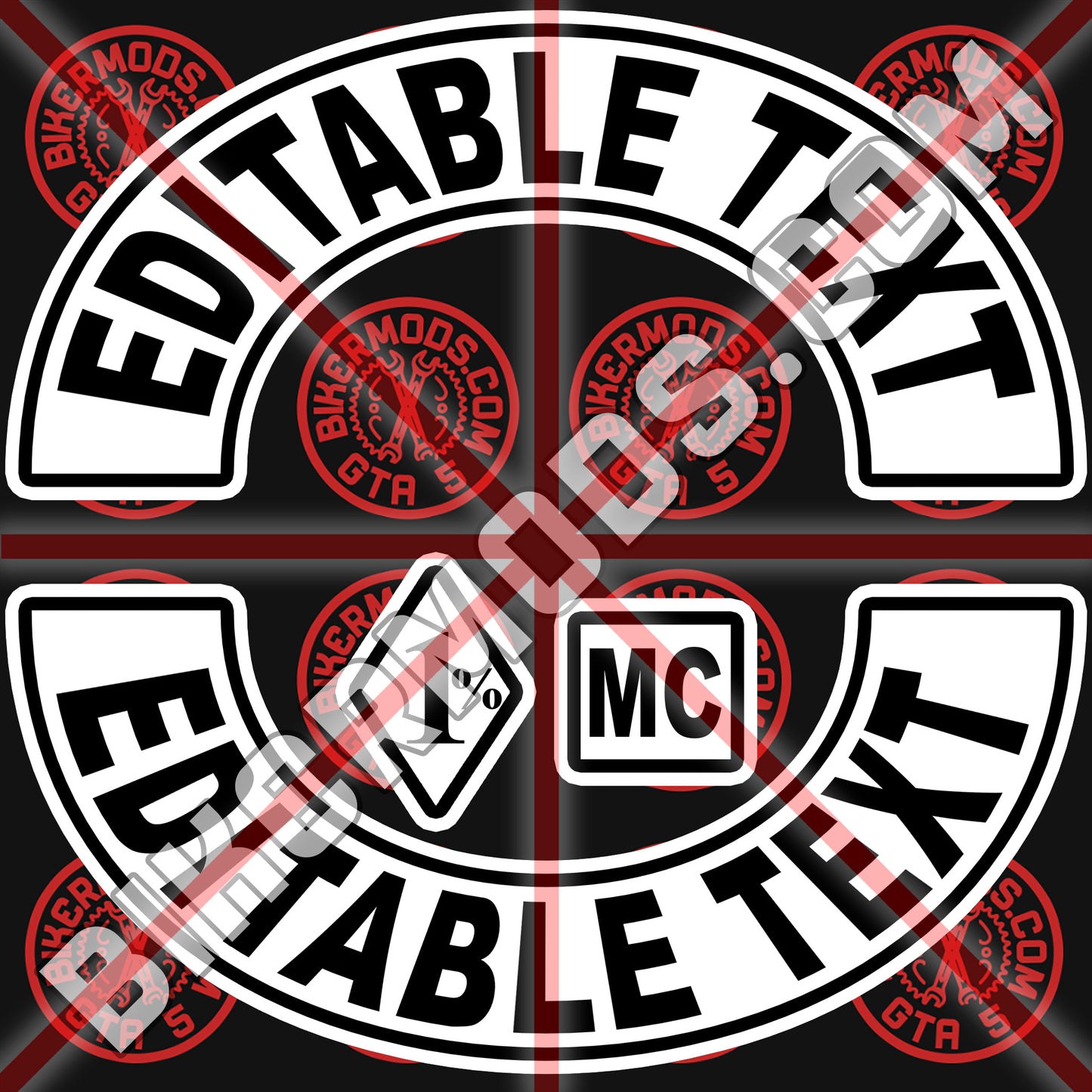 Full Rockers Style Motorcycle Club Creator Template (Photoshop PSD File) Easy to Edit the Text Yourself!