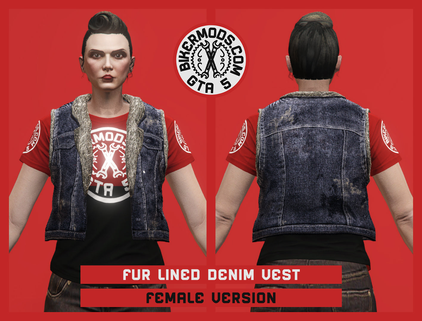 Fur Lined Blue Denim Vest (Female)