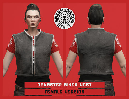 Gangster Biker Vest (Female) White Trim