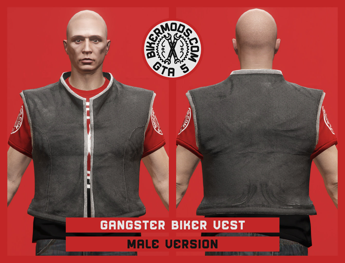 Gangster Biker Vest (Male) White Trim