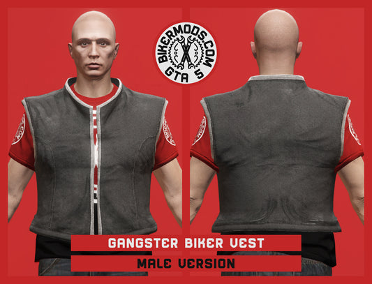 Gangster Biker Vest (Male) White Trim