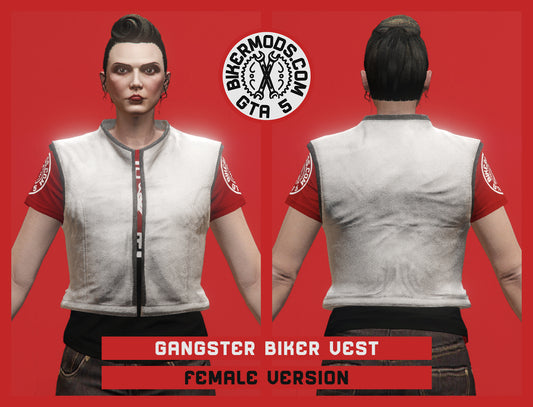 Gangster White Biker Vest (Female)