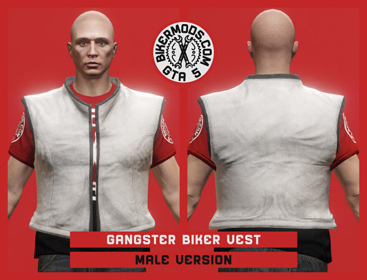 Gangster White Biker Vest (Male)