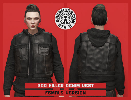God Killer Black Denim Vest (Female)