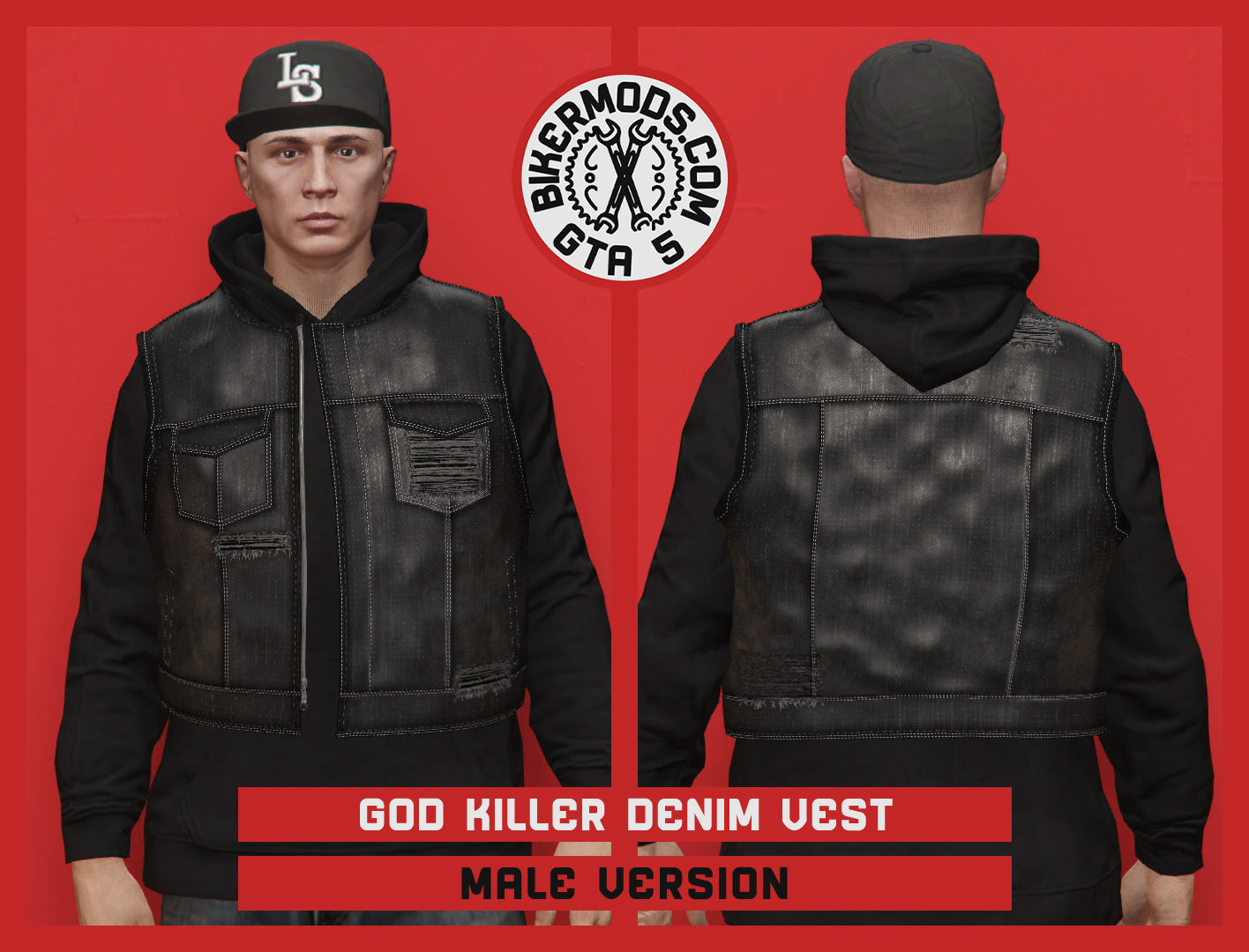 God Killer Black Denim Vest (Male)