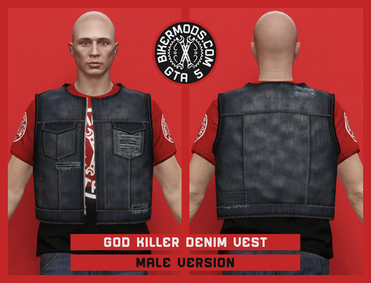 God Killer Indigo Denim Vest (Male)