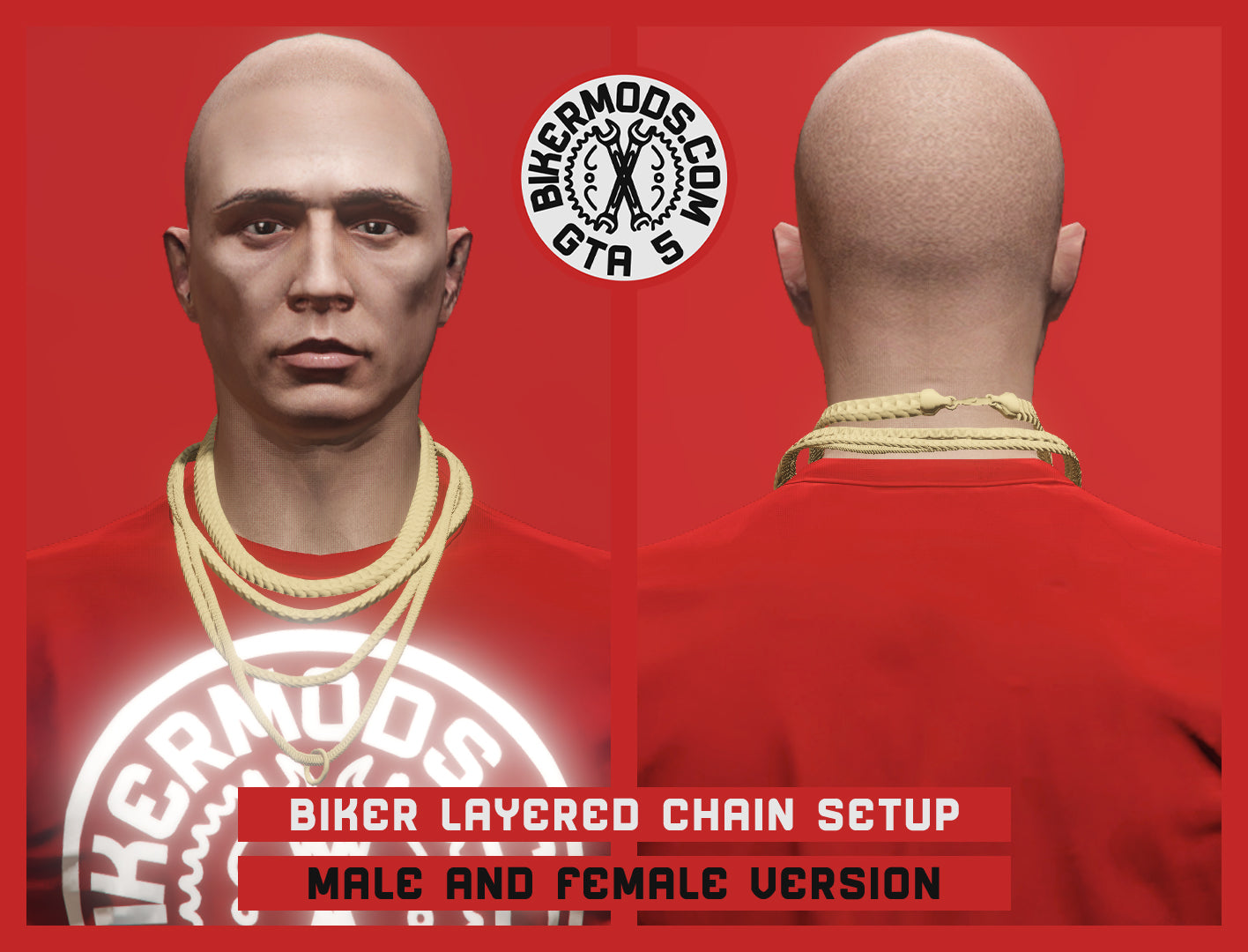 Gold Biker Layered Chains Setup (Male and Female)