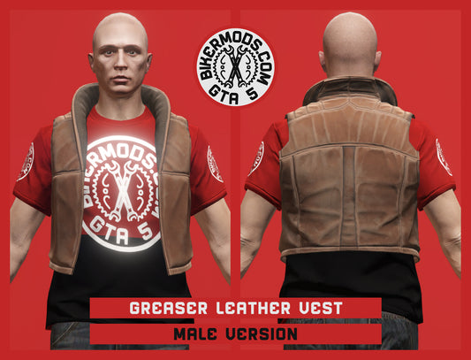 Greaser Brown Leather Vest (Male)