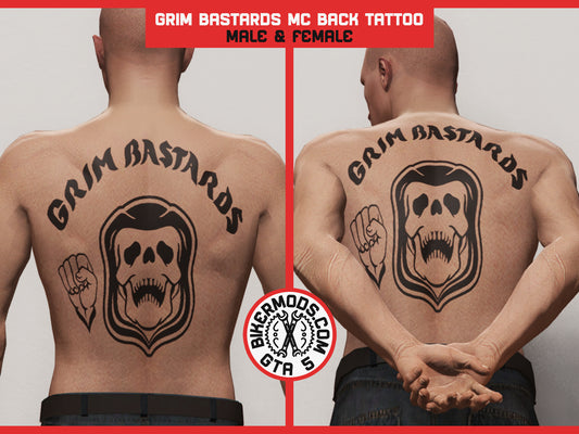 Grim Bastards MC Back Tattoo