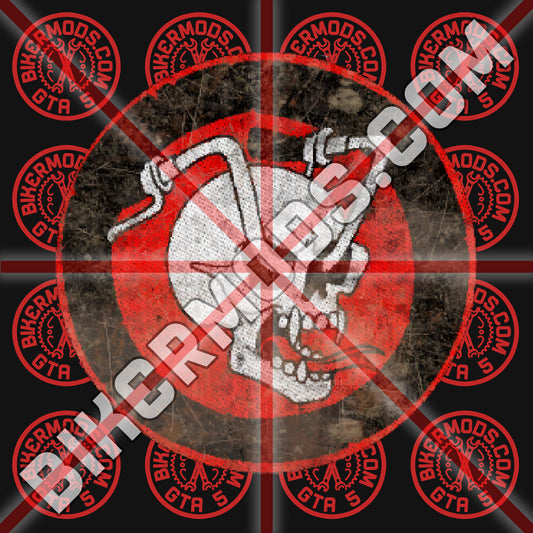 Grunge Handlebar Skull Center Emblem for Club