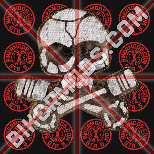 Grunge Skull with Pistons Center Emblem for Club