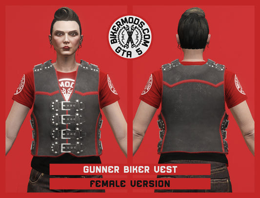 Gunner Red Trim Biker Vest (Female)