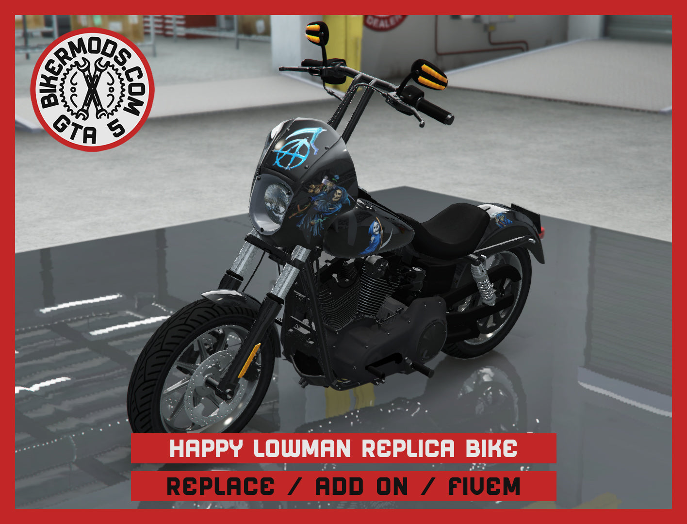 Happy Lowman Replica Bike Sons of Anarchy Bike SOA (Replace / Add On / FiveM) 204k Poly