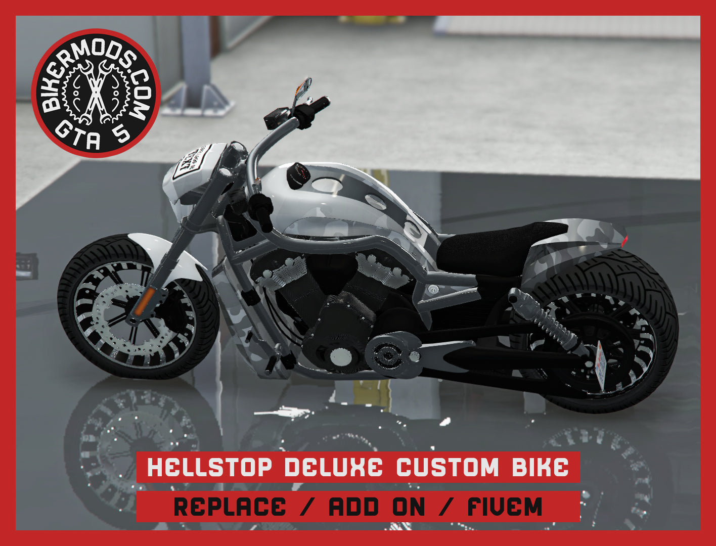 Hellstop Deluxe Custom Bike (Replace / Add On / FiveM) 189k Poly