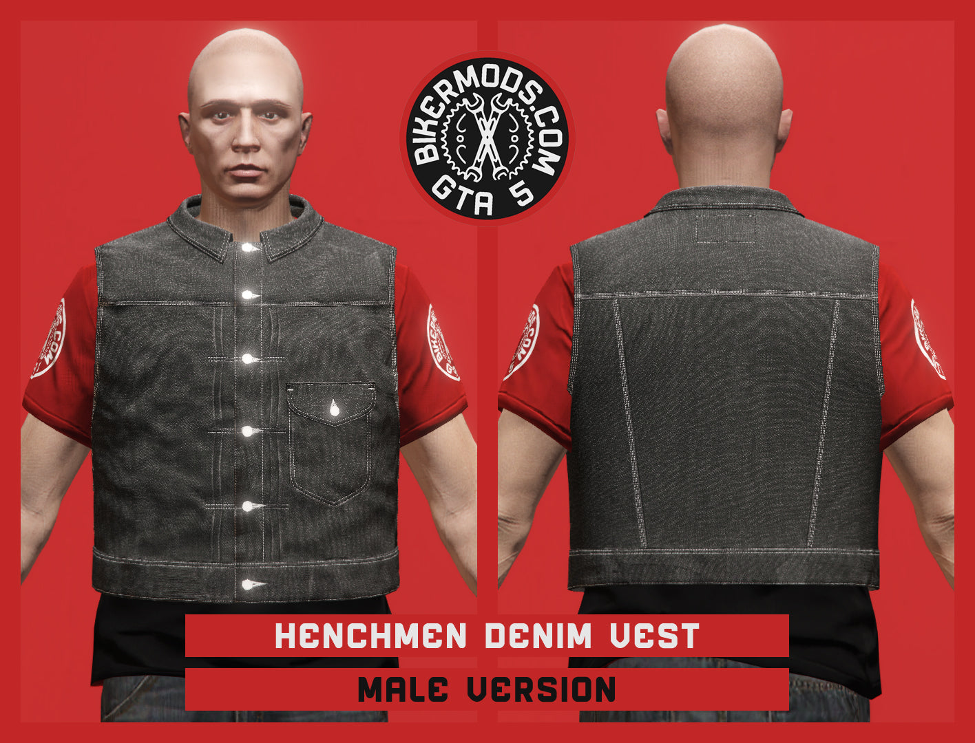 Henchmen Black Denim Vest (Male)