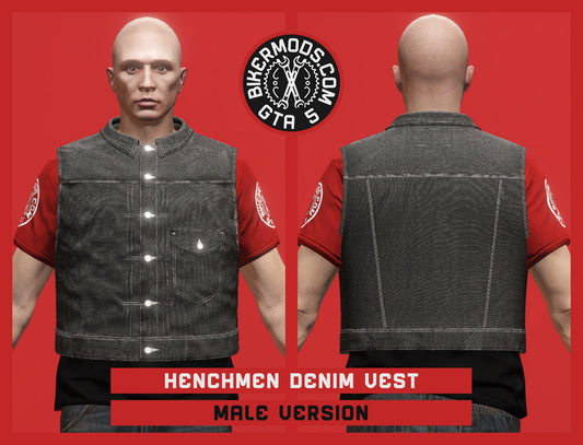 Henchmen Black Denim Vest (Male)