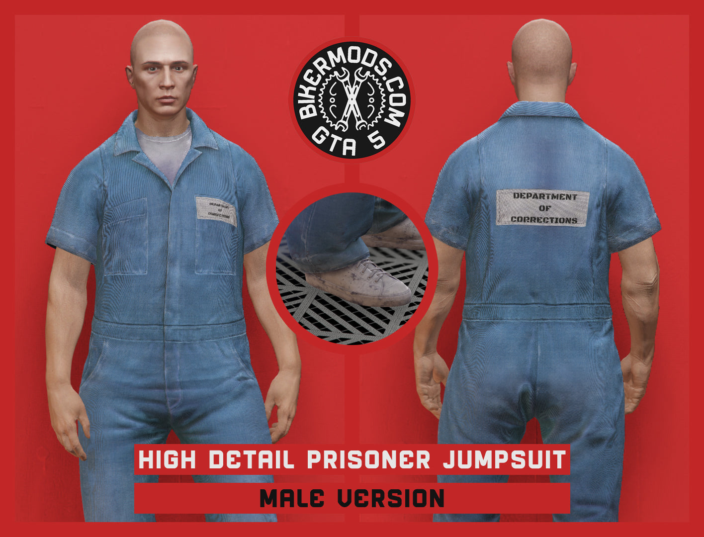 High Detail Blue Prisoner Inmate Jumpsuit (Male)