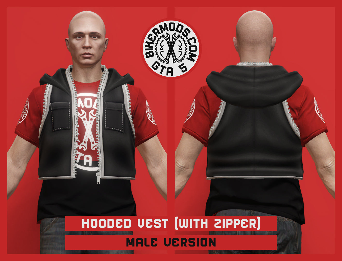 Hooded Vest with Zipper (Male)