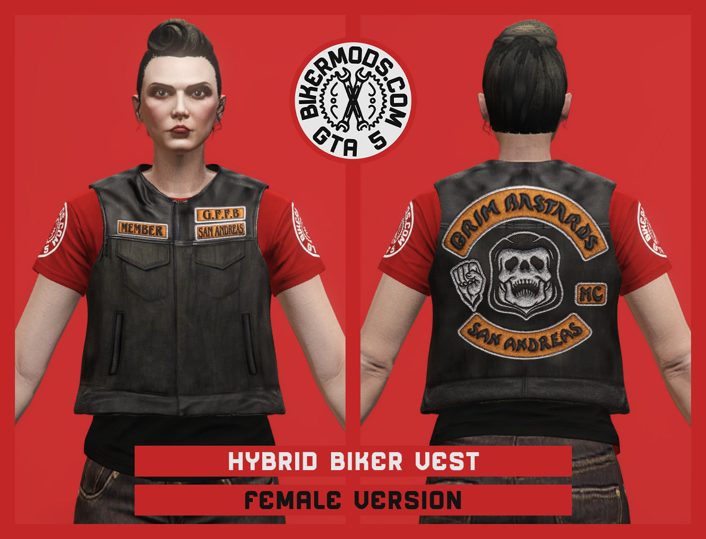 Hybrid Biker Vest (Female) Grim Bastards MC Style