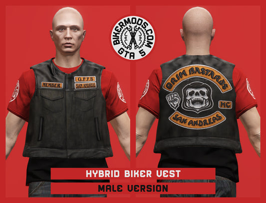 Hybrid Biker Vest (Male) Grim Bastards MC Shorty Style